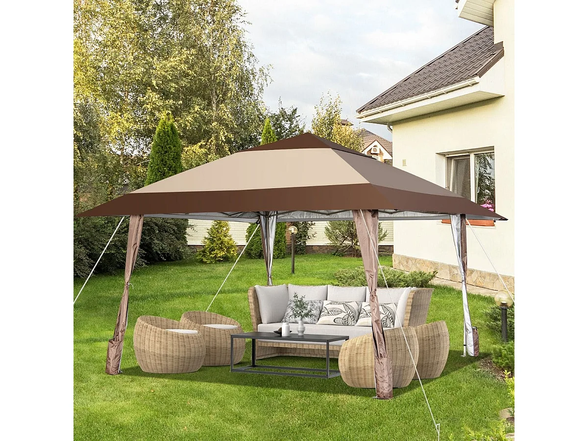 Tente de jardin pliante beige 3x3m