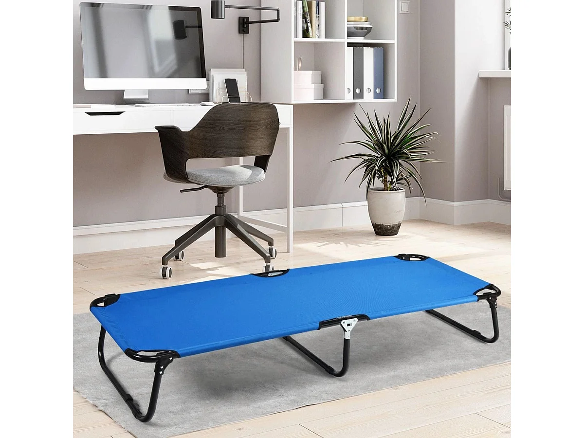 Tragbares zusammenklappbares Campingbett 190 cm Langes Stoff-Schlafbett Blau