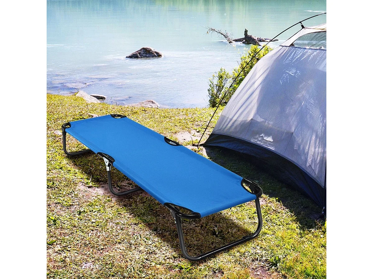 Tragbares zusammenklappbares Campingbett 190 cm Langes Stoff-Schlafbett Blau