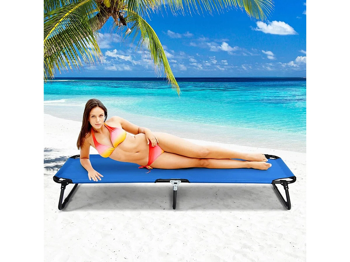 Tragbares zusammenklappbares Campingbett 190 cm Langes Stoff-Schlafbett Blau