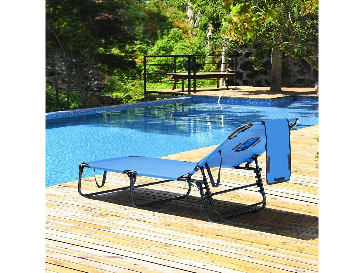 Klappbarer Bräunungsstuhl Strandliege mit Gesichtsöffnung Blau