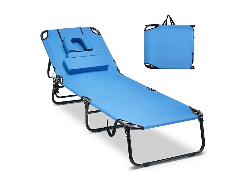 Klappbarer Bräunungsstuhl Strandliege mit Gesichtsöffnung Blau