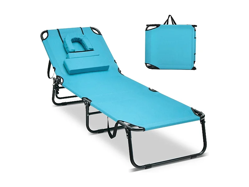 Klappbarer Bräunungsstuhl Strandliege mit Gesichtsöffnung Türkis