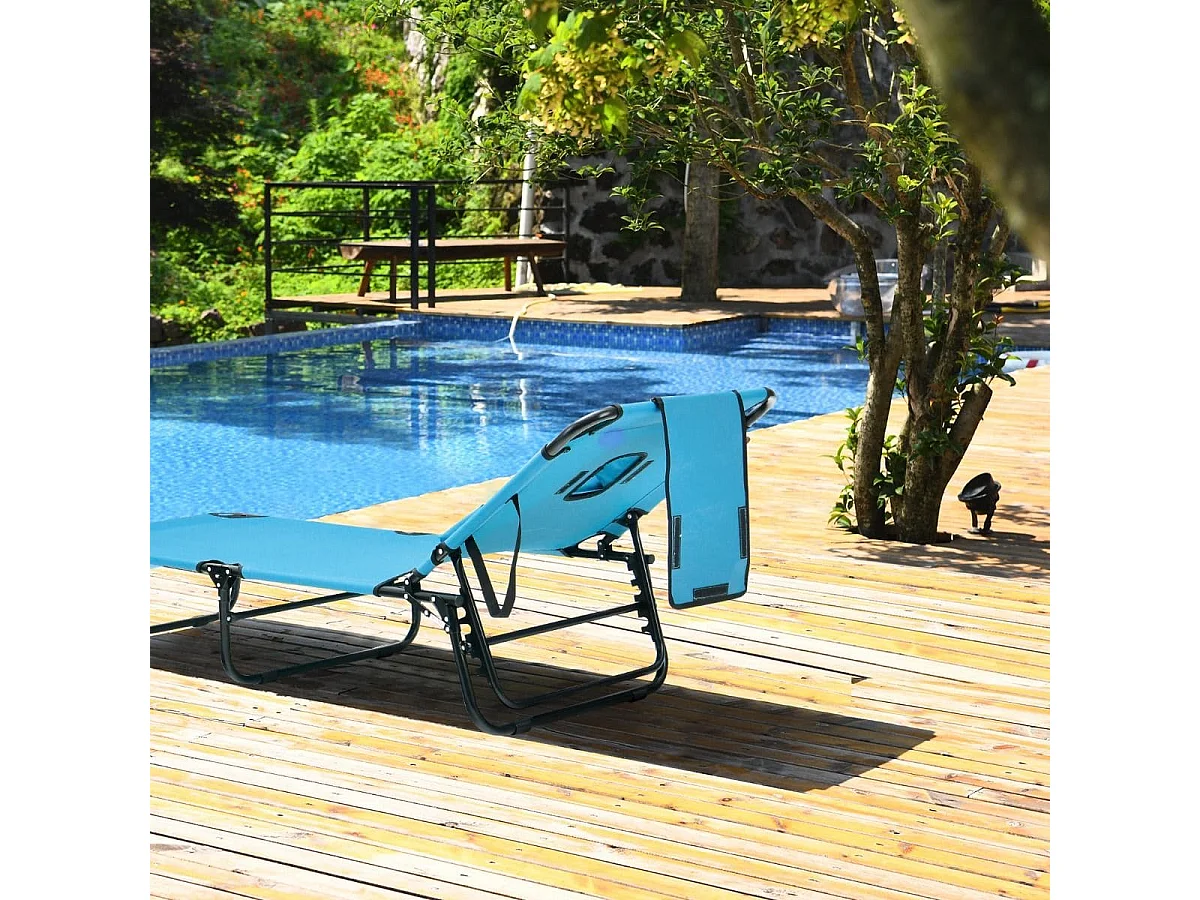 Klappbarer Bräunungsstuhl Strandliege mit Gesichtsöffnung Türkis