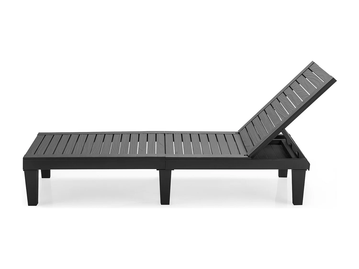 Terrassenliege Outdoor-Liegestuhl mit verstellbarer Rückenlehne 190 x 57.5 x 29 cm Schwarz