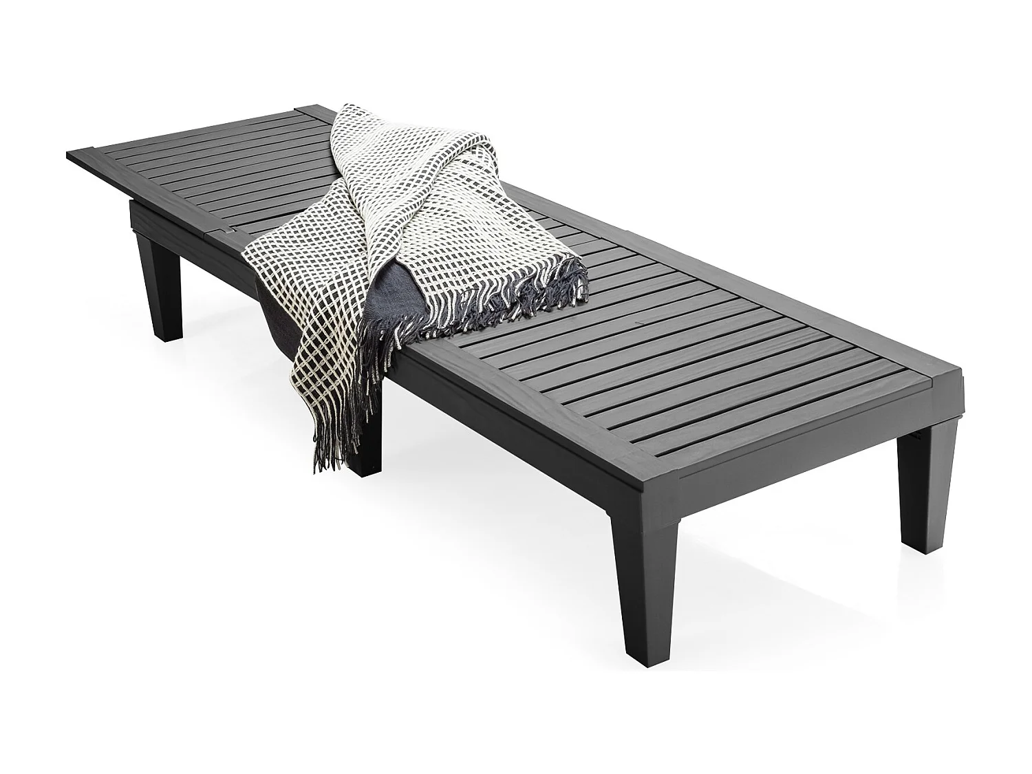 Terrassenliege Outdoor-Liegestuhl mit verstellbarer Rückenlehne 190 x 57.5 x 29 cm Schwarz