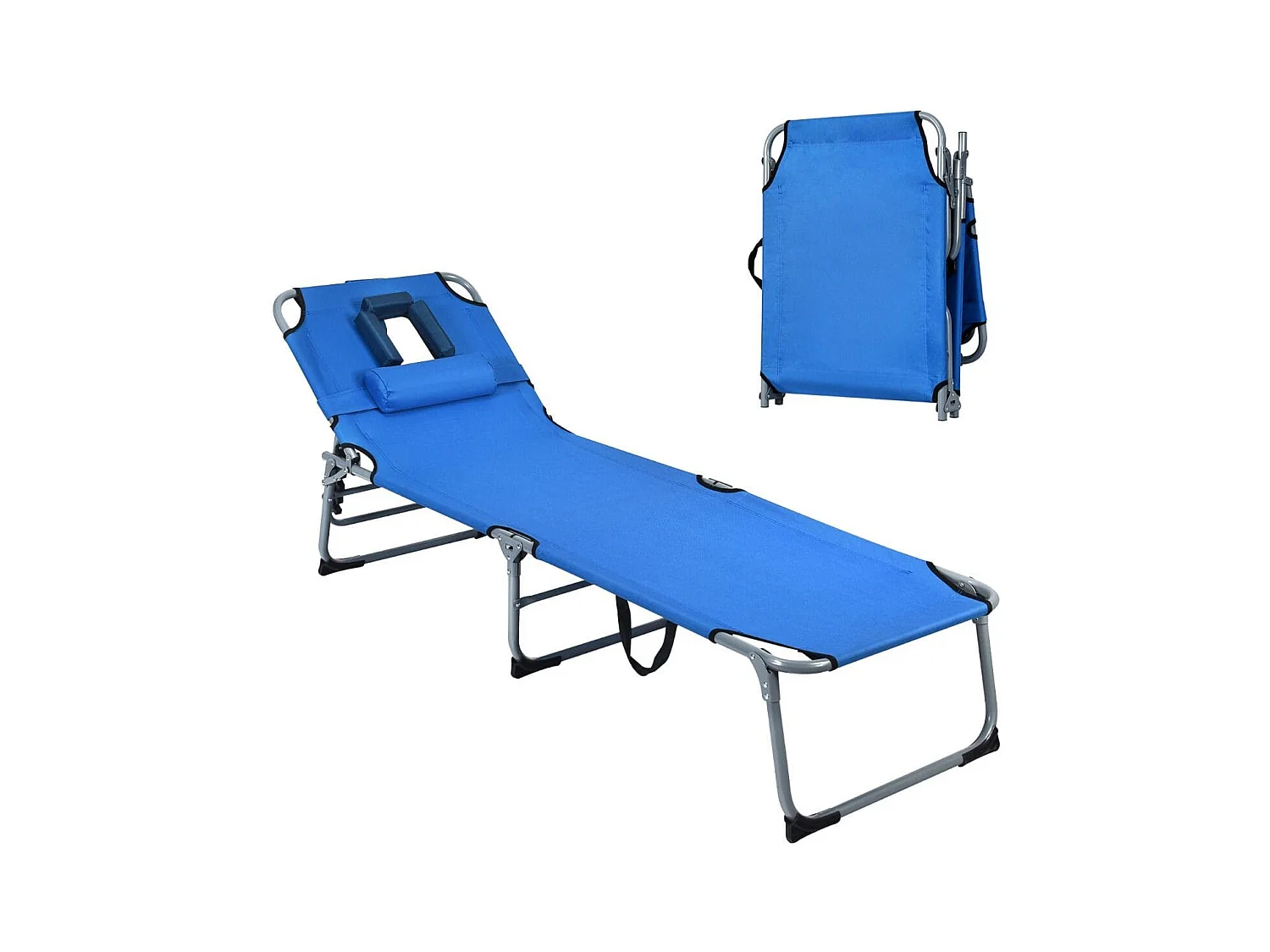 Sonnenliege Zusammenklappbare Strandliege 194 x 60 x 36-86 cm Blau