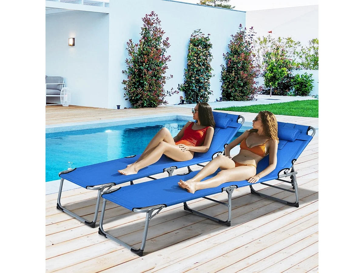 Sonnenliege Zusammenklappbare Strandliege 194 x 60 x 36-86 cm Blau