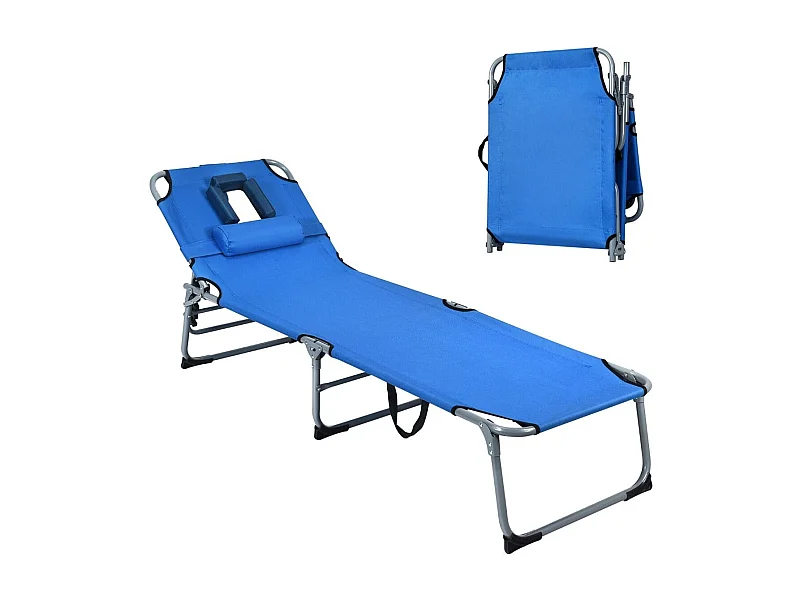 Sonnenliege Zusammenklappbare Strandliege 194 x 60 x 36-86 cm Blau