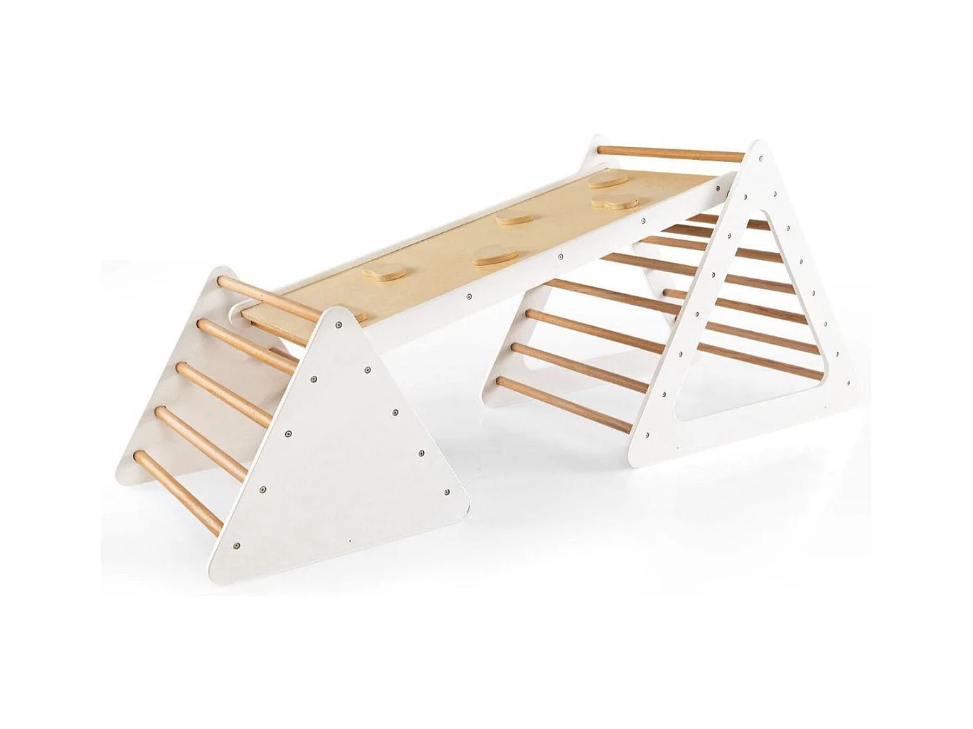 3 in 1 Kletterspielzeug-Set für Kleinkinder Kletterdreieck & Leiter & Rutsche Klettergerüst Natur