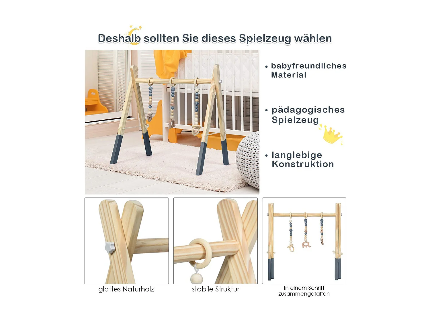 Baby Spielbogen Spieltrapez Holz