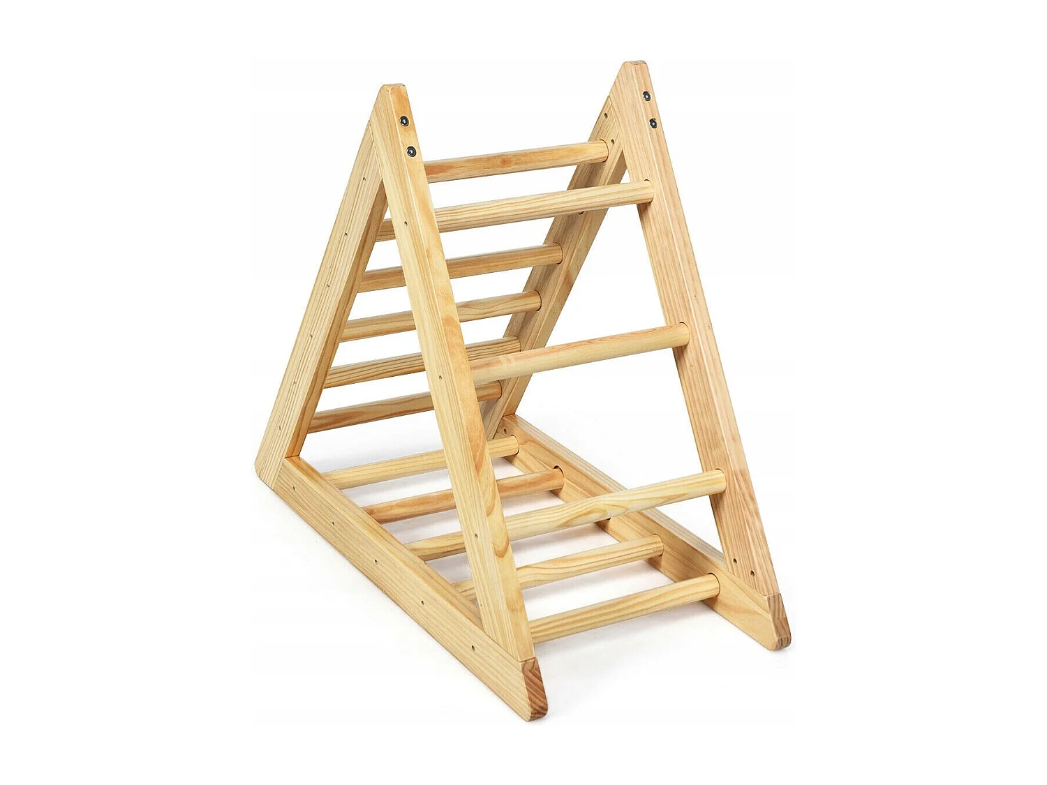Scala triangolare di legno per bambini da 3 anni, Scala da gioco da interno 93x46x81cm Legno naturale