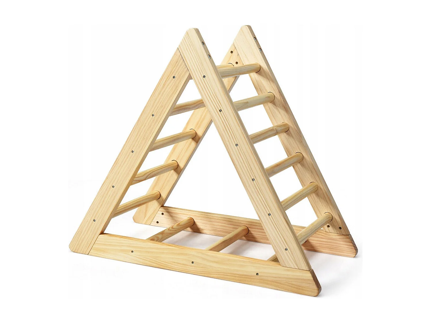 Scala triangolare di legno per bambini da 3 anni, Scala da gioco da interno 93x46x81cm Legno naturale