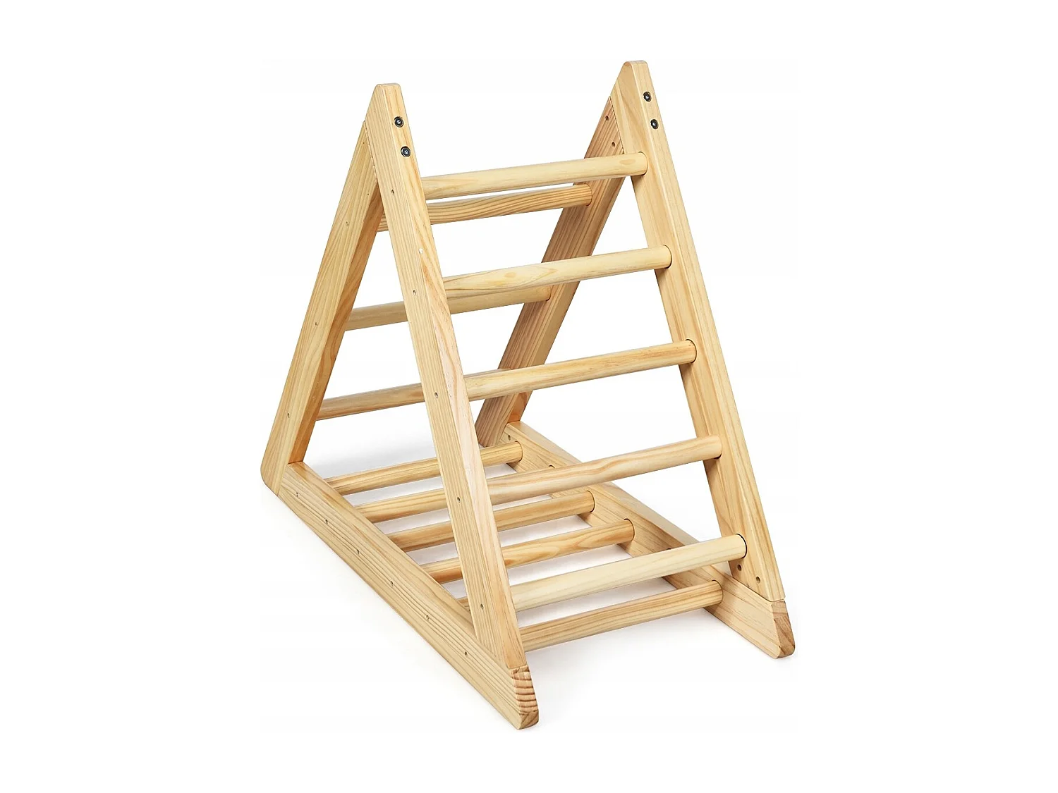 Scala triangolare di legno per bambini da 3 anni, Scala da gioco da interno 93x46x81cm Legno naturale