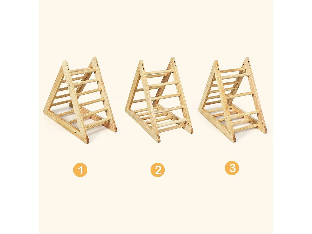 Scala triangolare di legno per bambini da 3 anni, Scala da gioco da interno 93x46x81cm Legno naturale
