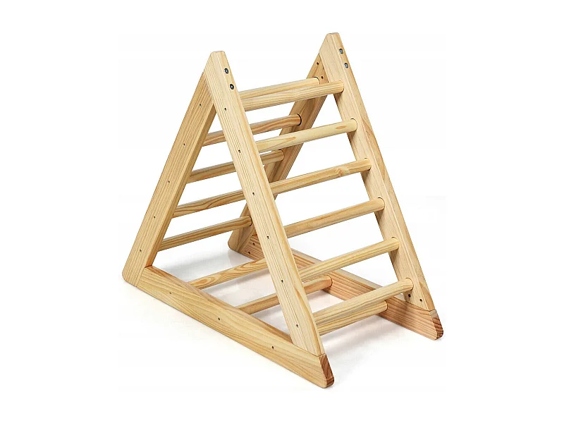 Scala triangolare di legno per bambini da 3 anni, Scala da gioco da interno 93x46x81cm Legno naturale