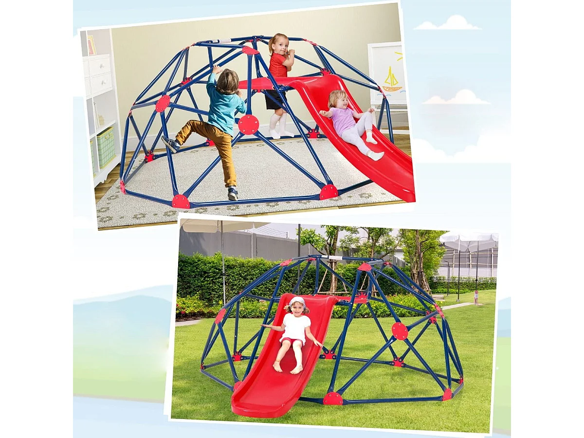 Kletterkuppel & Rutsche Klettergerüst in Kuppelform 241,5 x 183 x 91,5 cm Rot