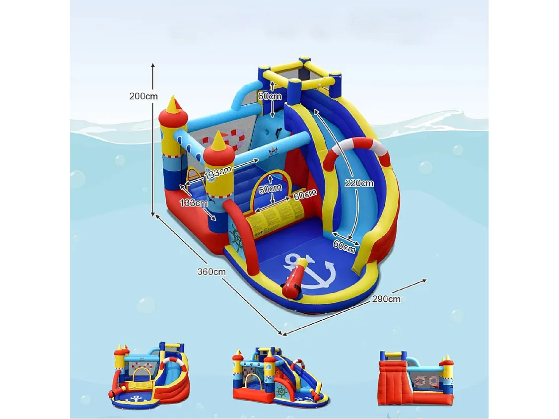aufblasbare Hüpfburg ohne Gebläse Hüpfburg für Kinder im Schiffsstil für den Garten Bunt