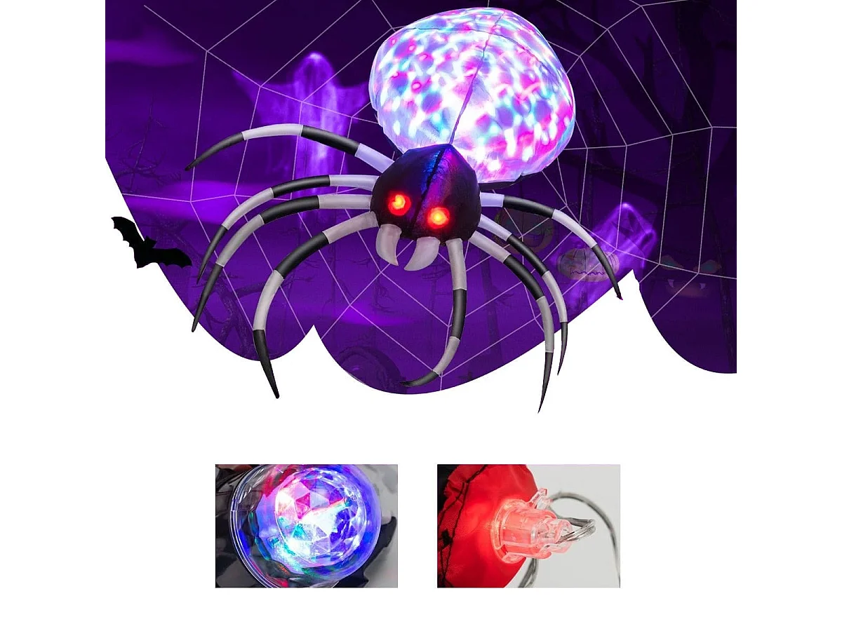 105 cm Breite Aufblasbare Halloweenspinne mit Mehrfarbigen Lichtern & Gebläse