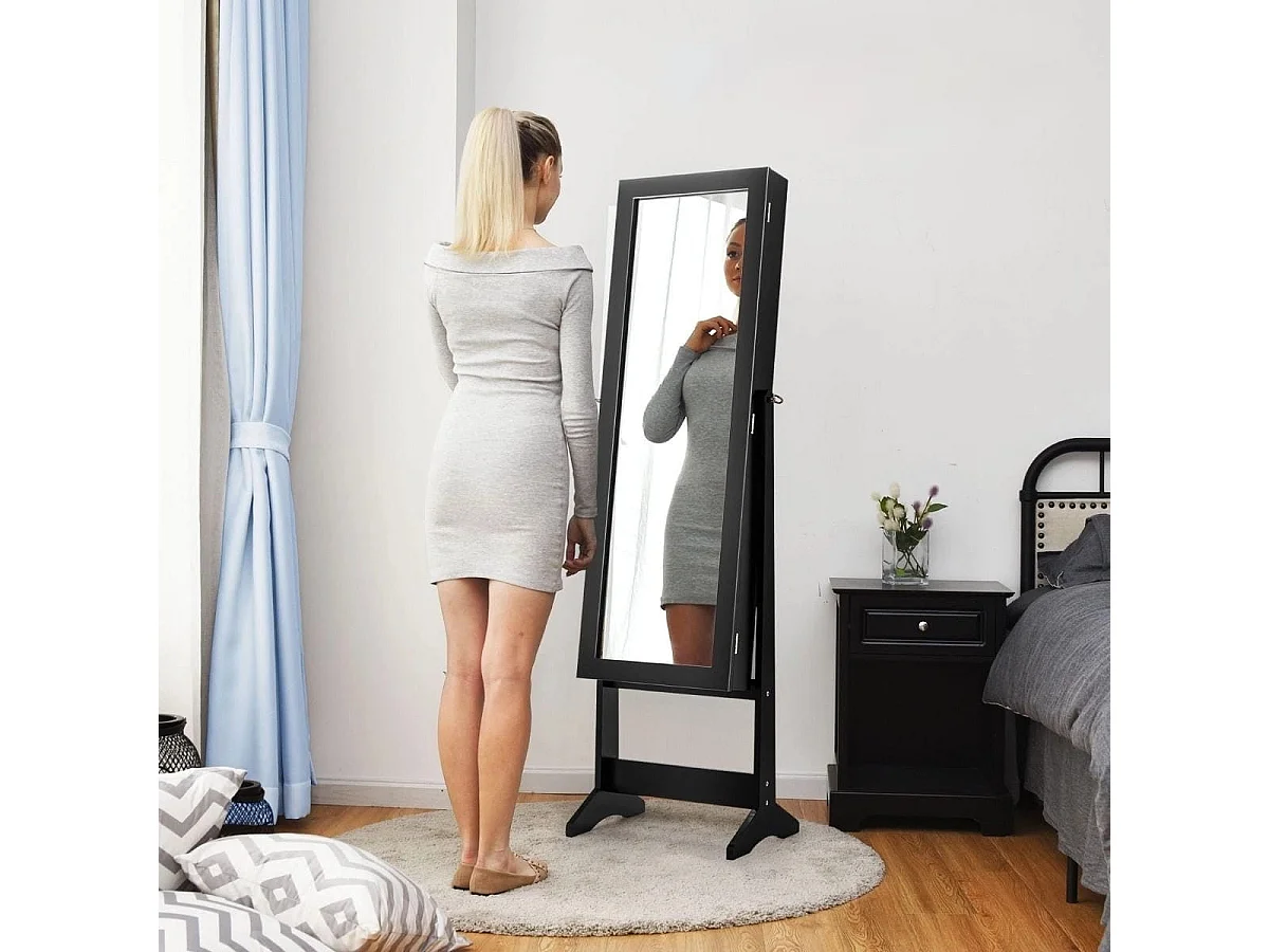 Schmuckschrank mit Spiegel, 35,5 x 30 x 144 cm