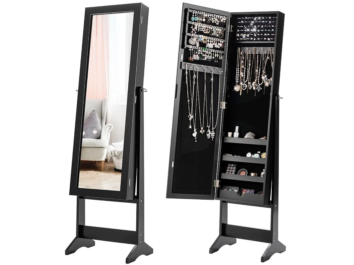 Schmuckschrank mit Spiegel, 35,5 x 30 x 144 cm