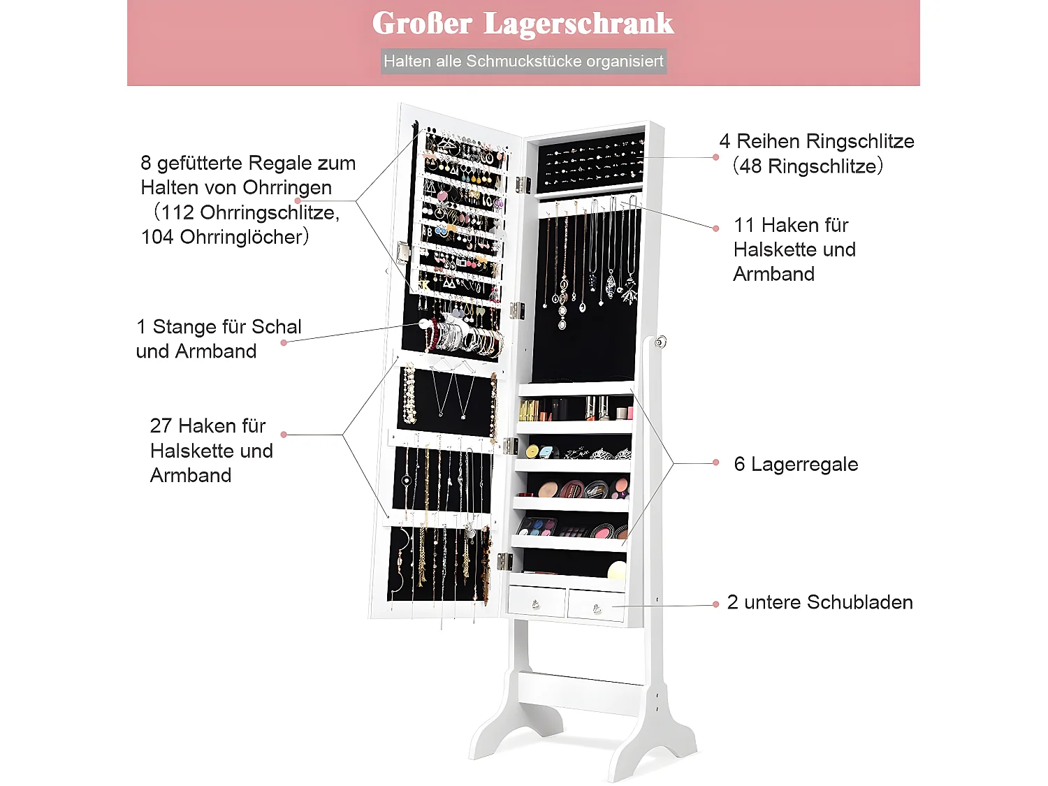 Schmuckschrank freistehend