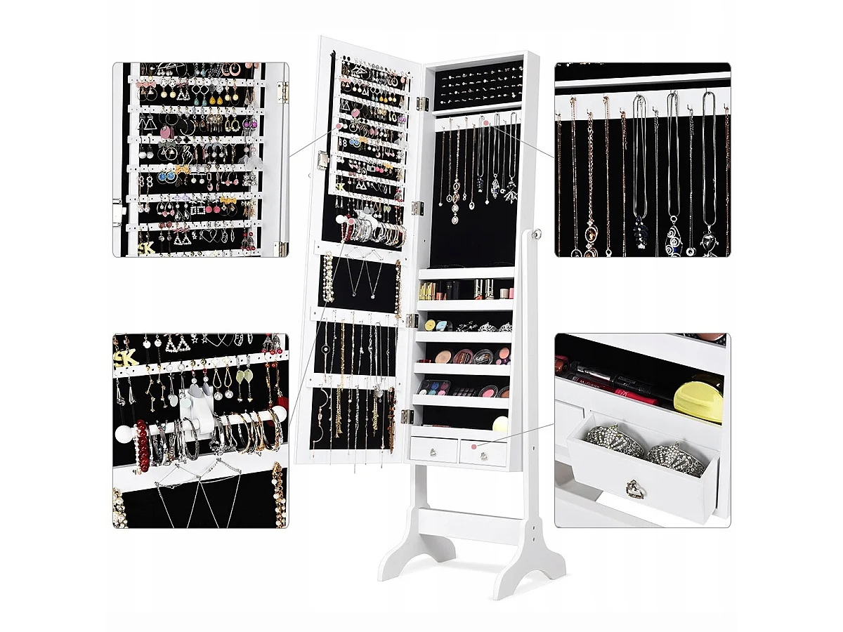 Schmuckschrank mit Spiegel, hoher Schminktisch