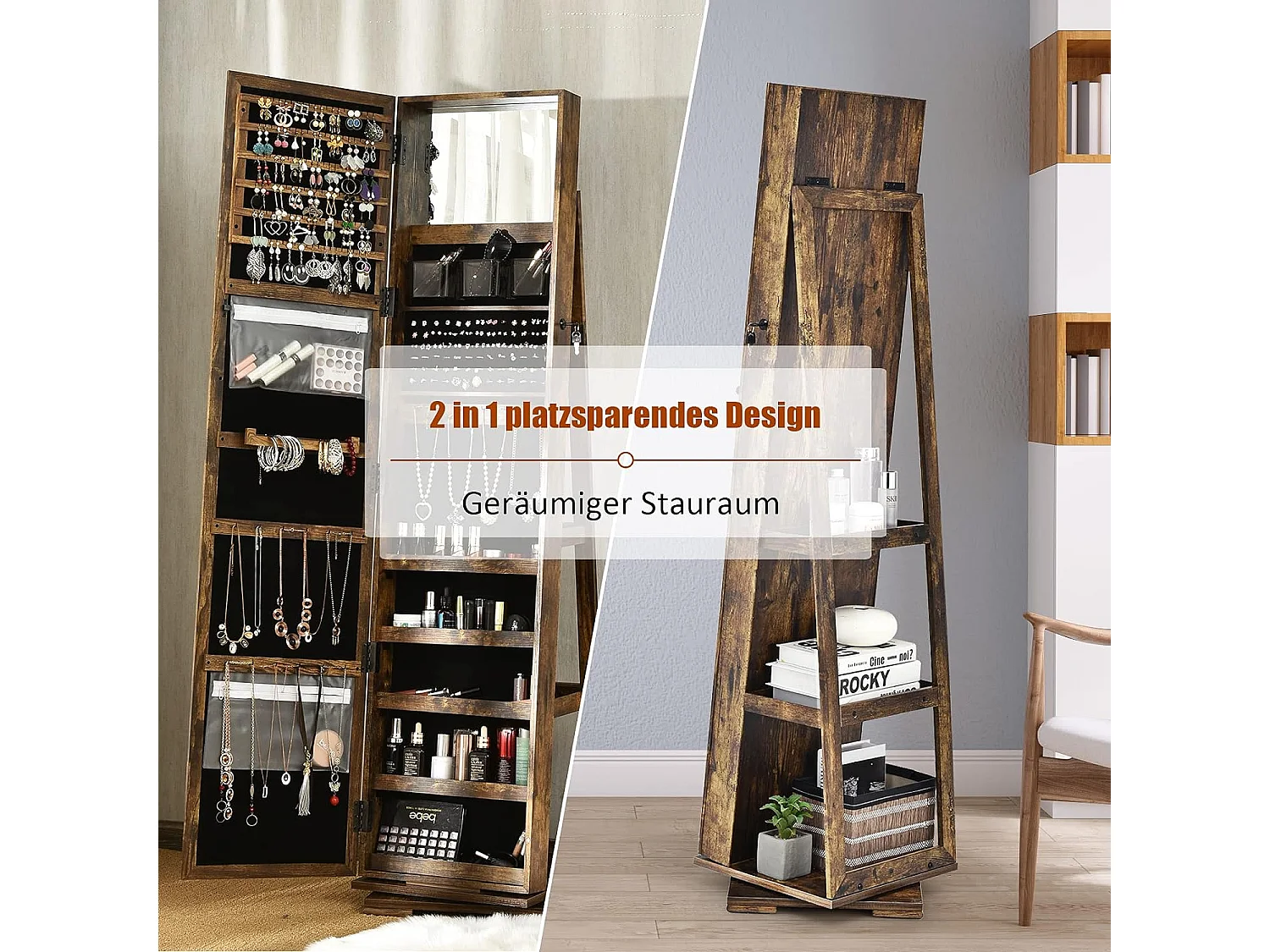 2 in 1 Schmuckschrank + Leiterregal