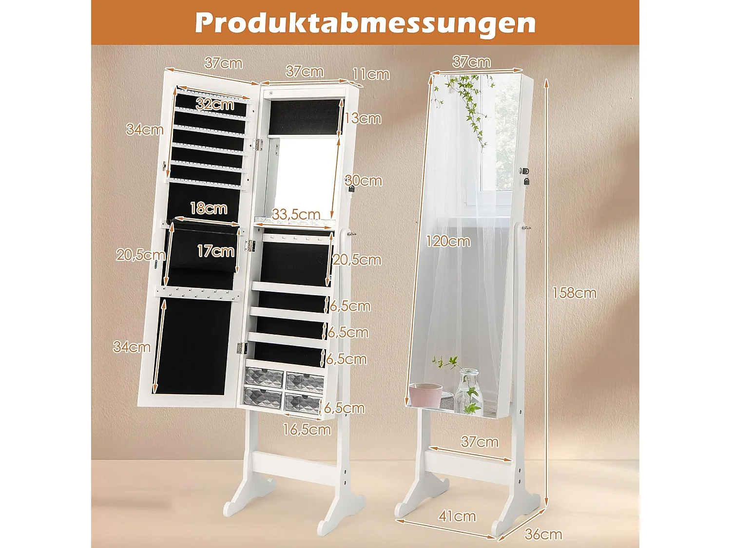 Schmuckschrank neigungsverstellbar