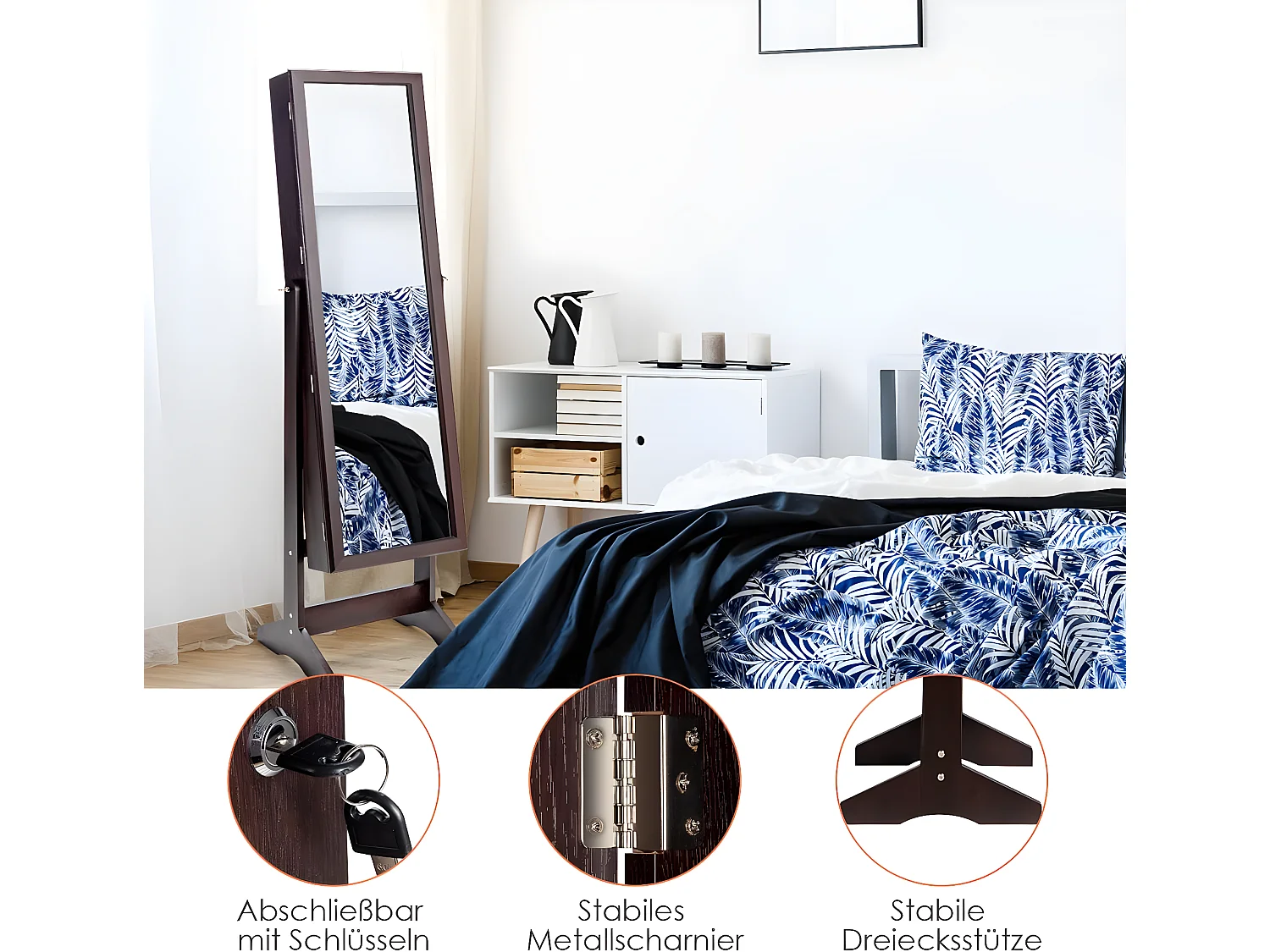 Schmuckschrank mit Ganzkörperspiegel