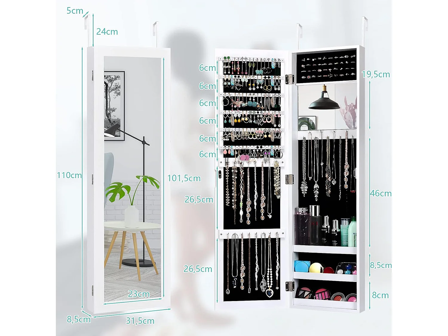 Schmuckschrank mit Ganzkörperspiegel