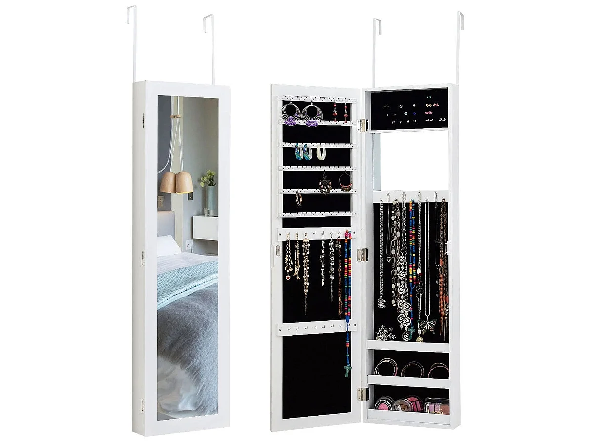 Schmuckschrank mit Spiegel, 31,5 x 8,7 x 110 cm