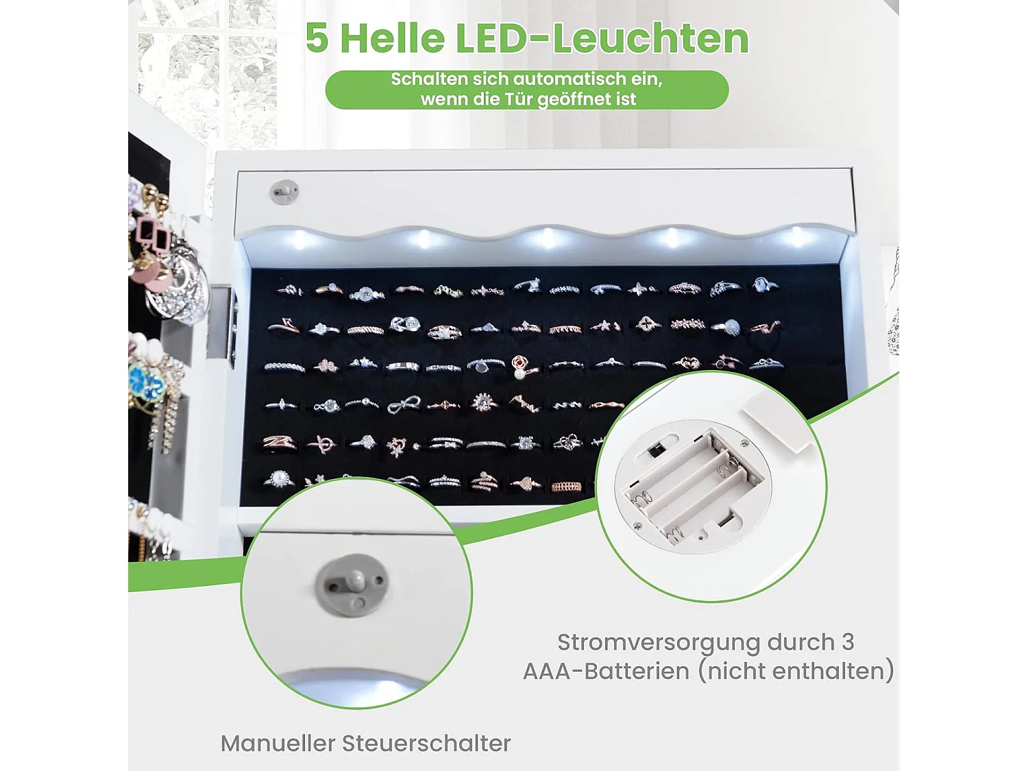 LED Schmuckschrank Hängeschrank