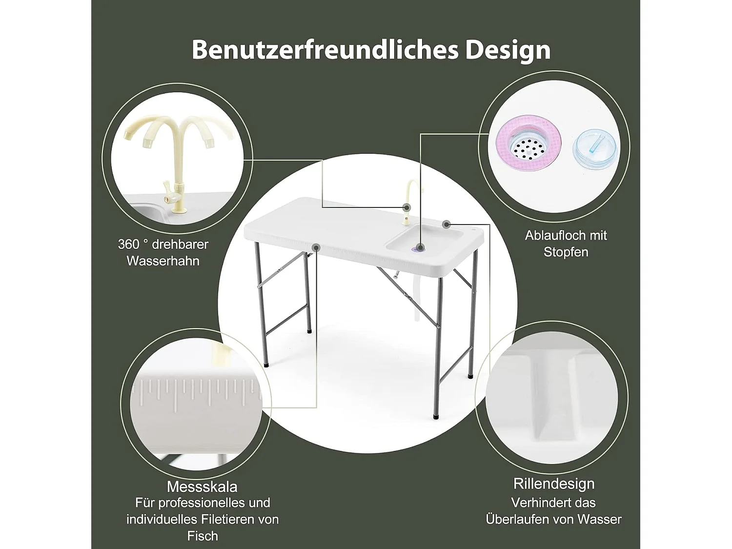 Klappbarer Filetiertisch Campingtisch