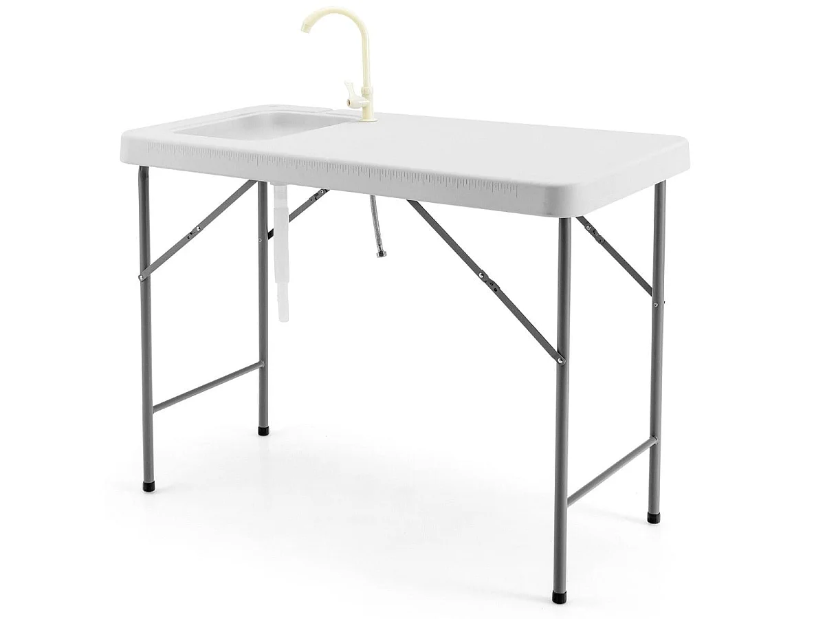Tavolo da campeggio pieghevole. Tavolo portatile con lavello 115 x 59 x 93 cm