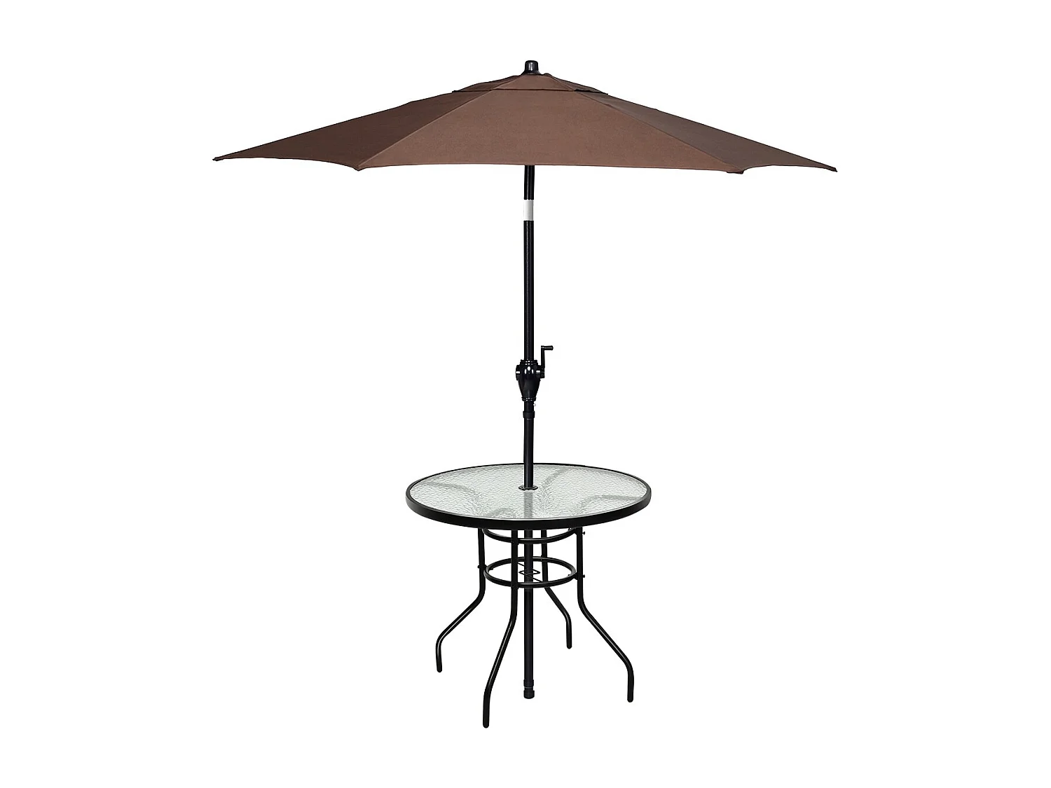 Bistrotisch aus Metall mit Schirmloch & Verdickter Glasplatte Gartentisch Glastisch Schwarz