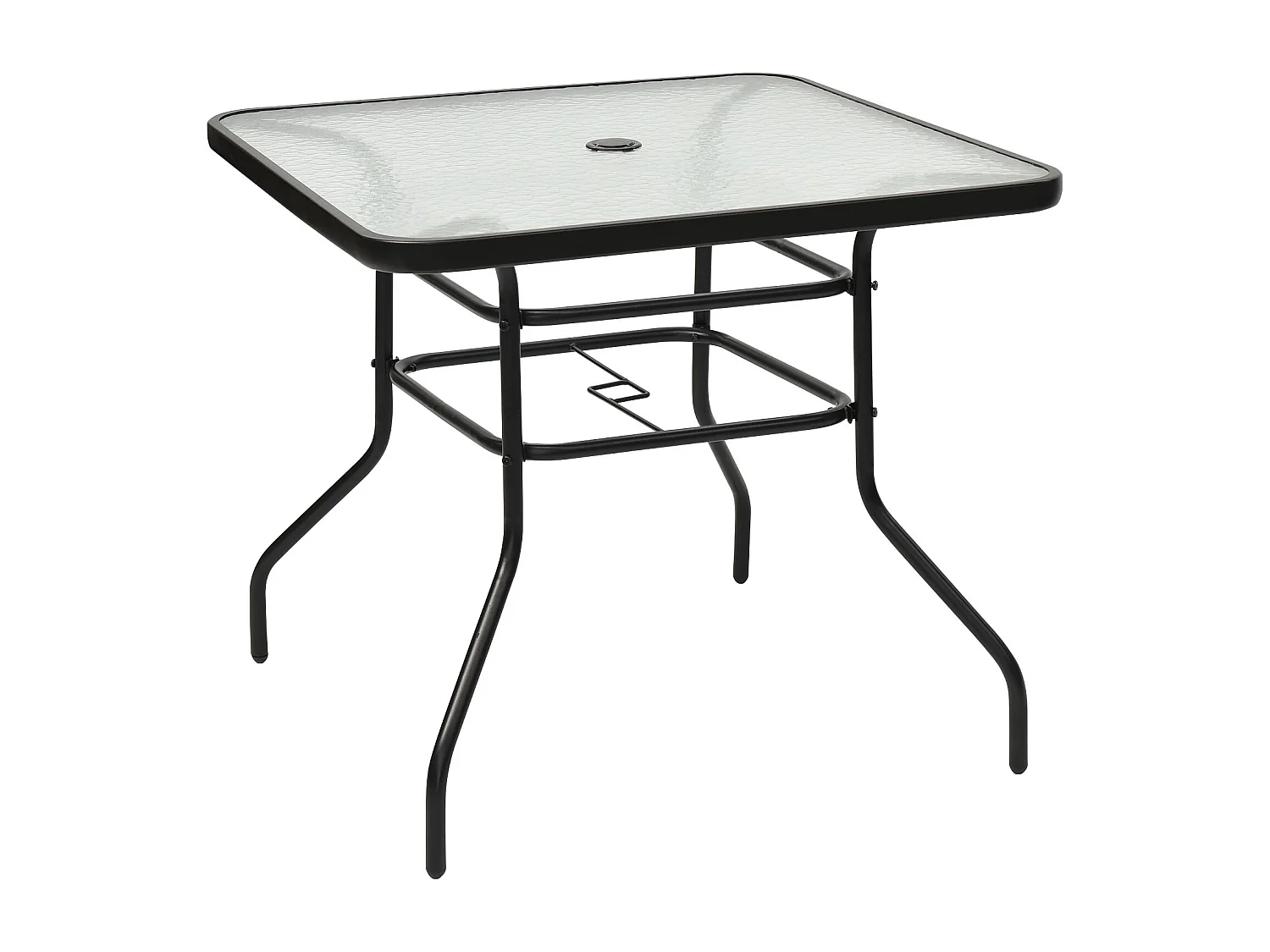 Terrassentisch Rechteckiger Kaffeetisch mit Tischplatte Bistrotisch Gartentisch Glastisch Schwarz