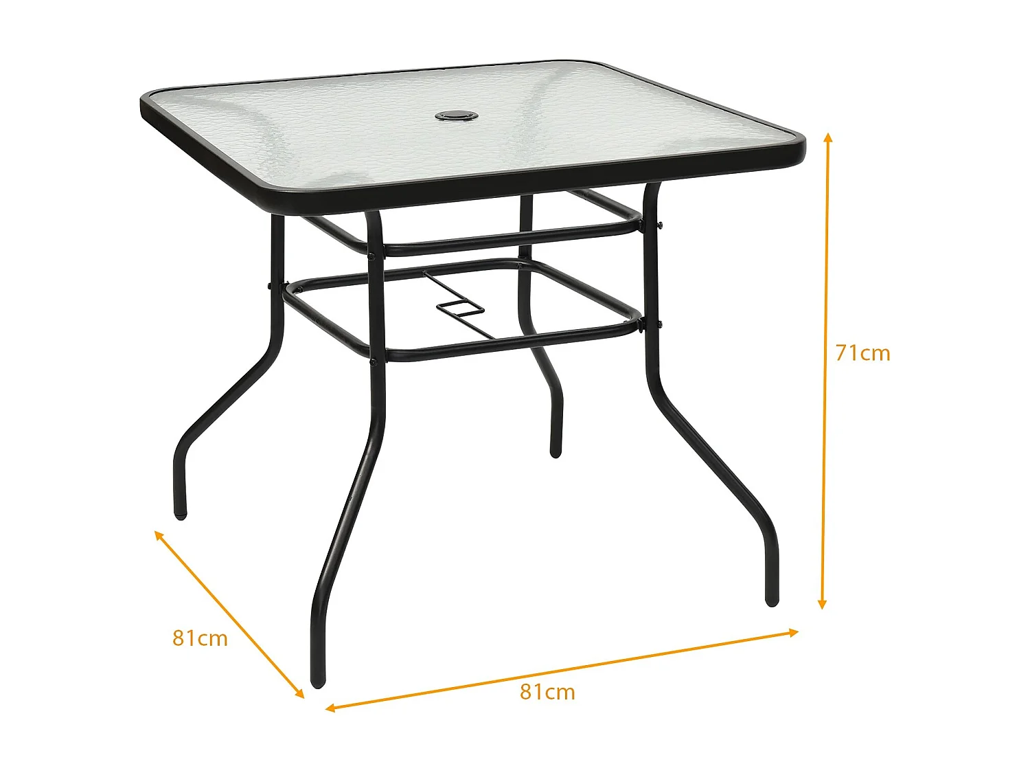 Terrassentisch Rechteckiger Kaffeetisch mit Tischplatte Bistrotisch Gartentisch Glastisch Schwarz