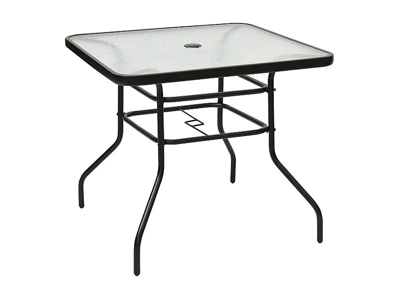 Terrassentisch Rechteckiger Kaffeetisch mit Tischplatte Bistrotisch Gartentisch Glastisch Schwarz