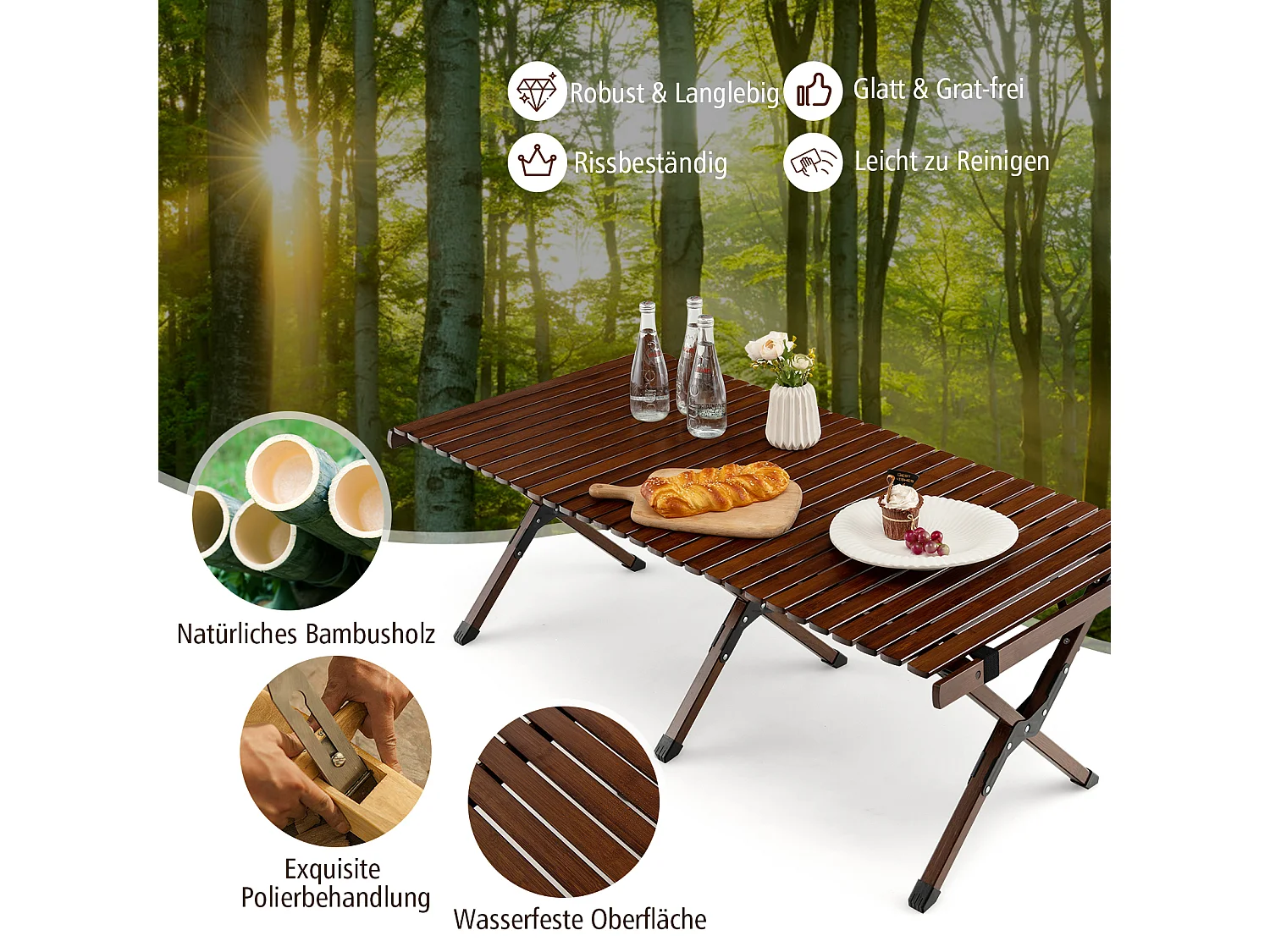Aufrollbarer Campingtisch