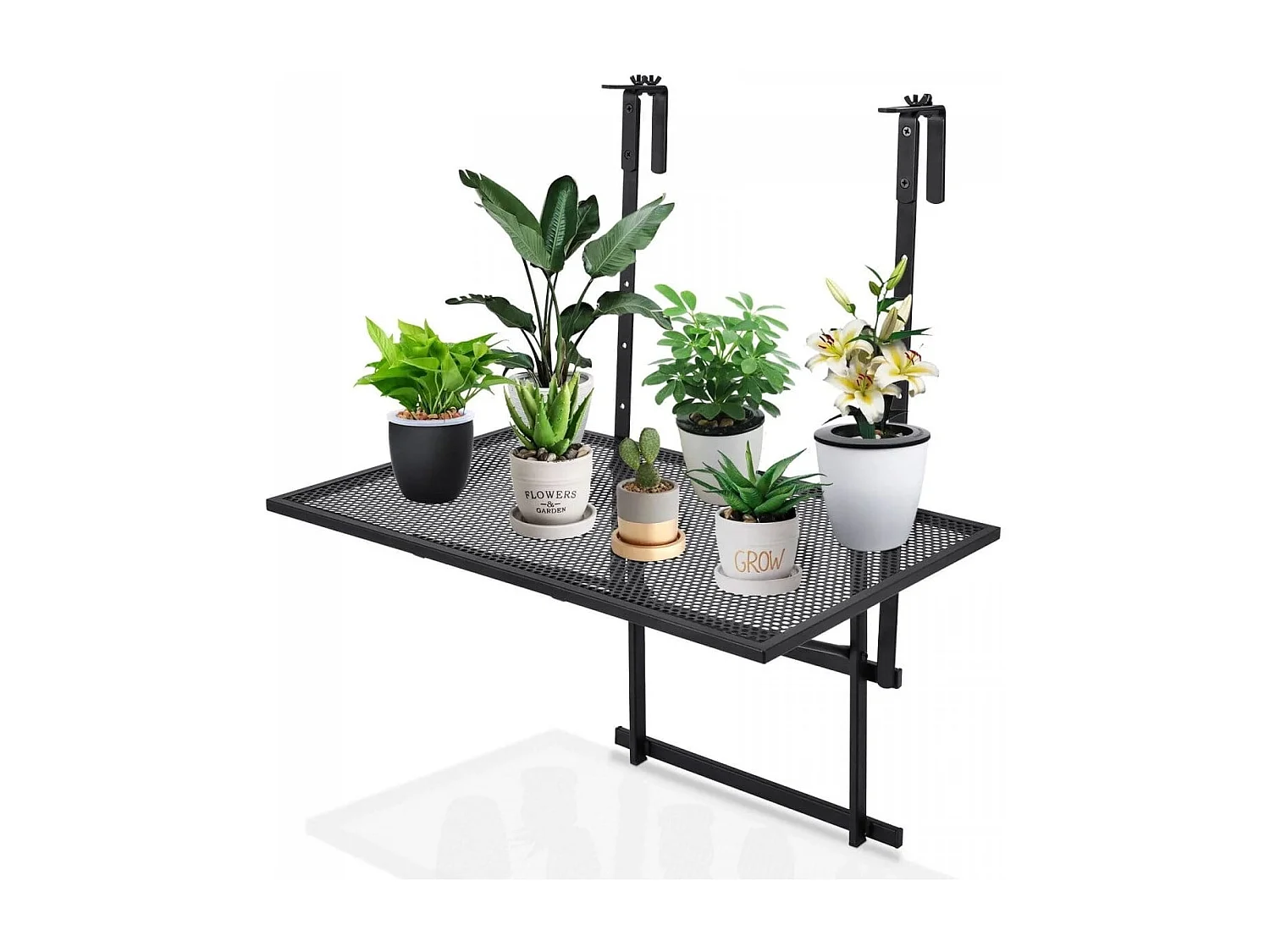 Hängendes Eisenregal mit 5-Stufig Verstellbarer Höhe 60,5 x 48 x 61,5-82,5 cm Schwarz