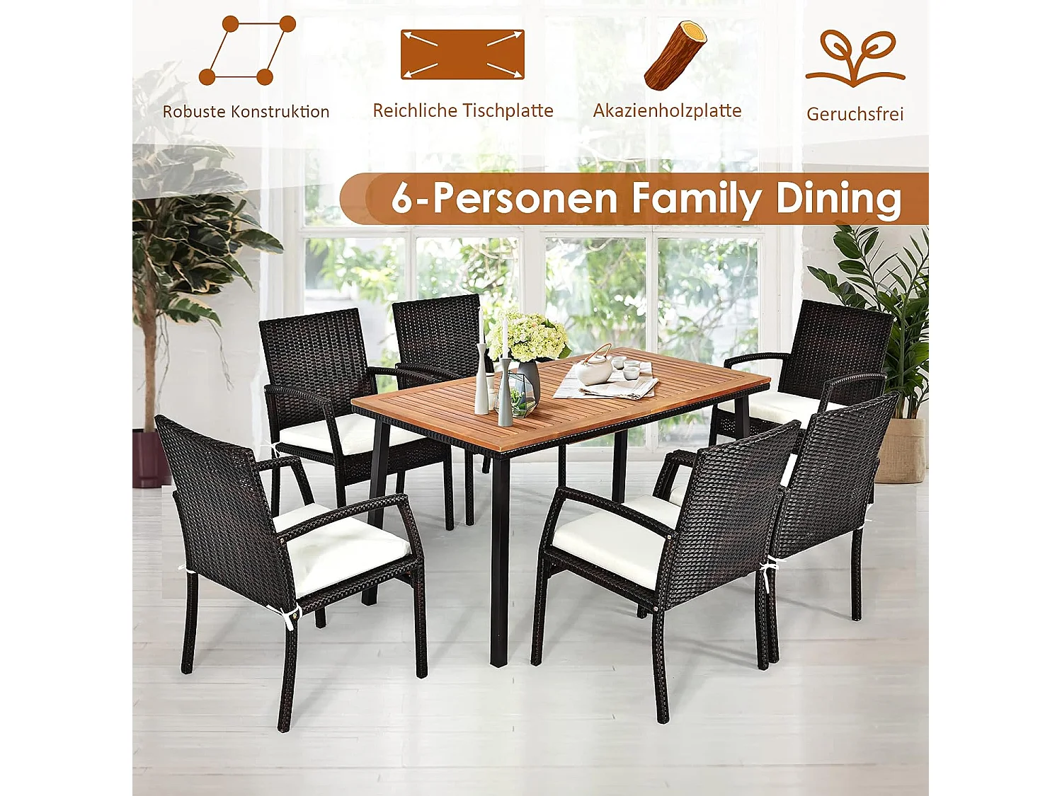 Gartentisch Esstisch mit Schirmloch