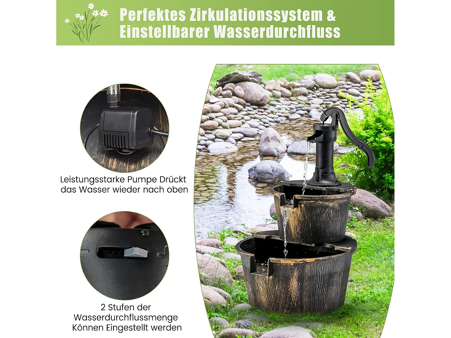 Gartenbrunnen mit Wasserpumpe