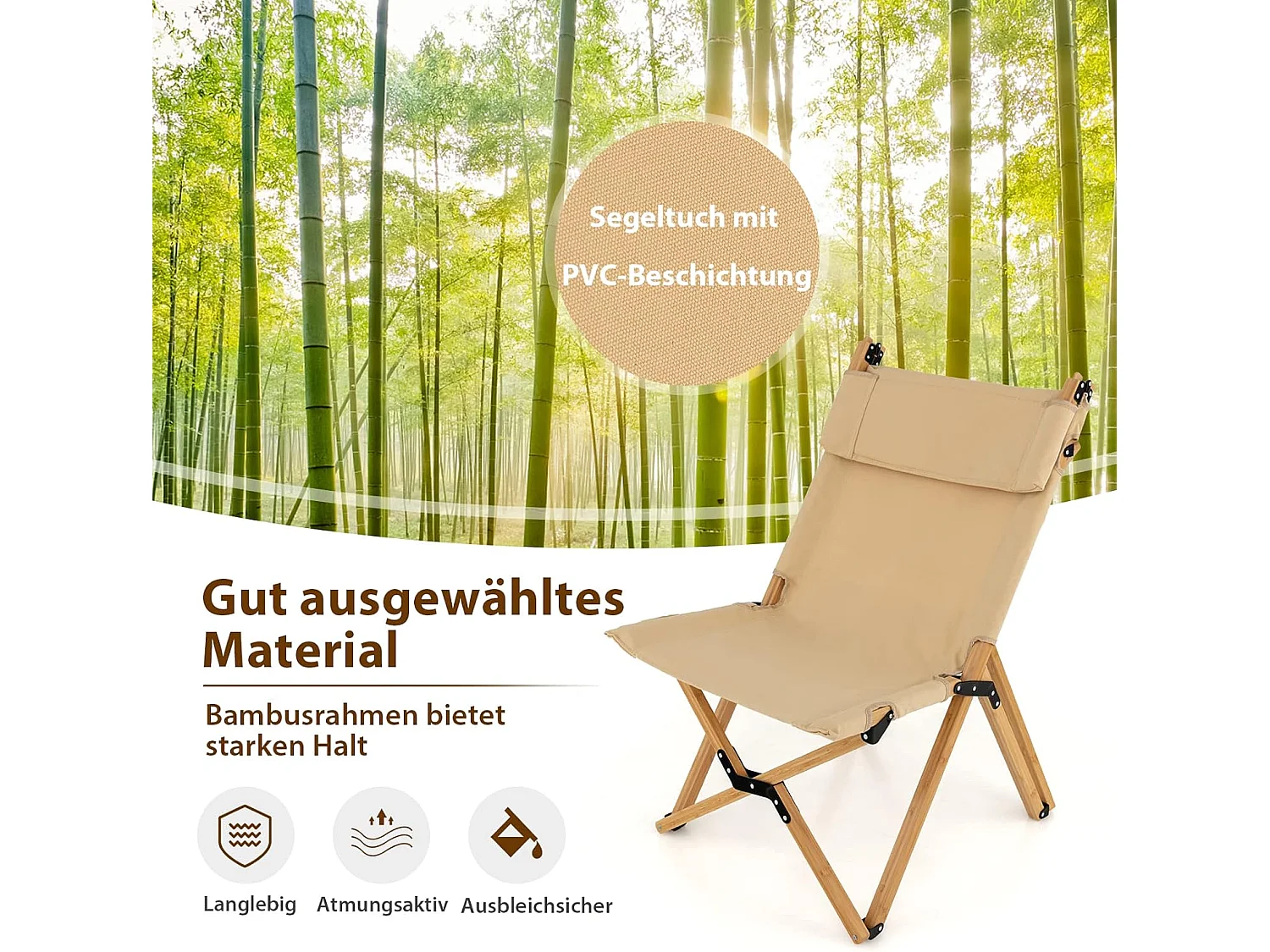 Klappstuhl mit 2-stufig Rückenlehne