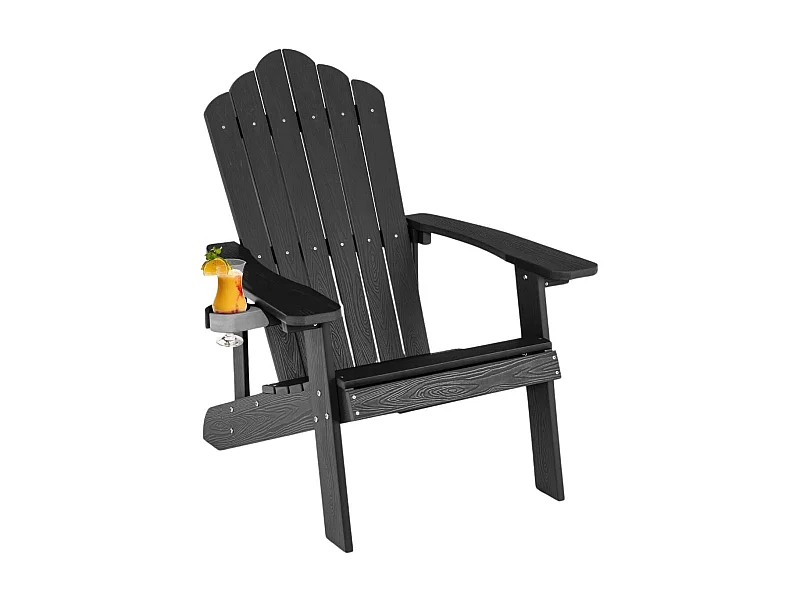 Adirondack-Stuhl Gartenstuhl mit Getränkehalter Schwarz