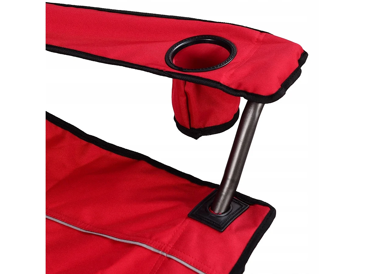 Sedia da campeggio pieghevole con parasole, supporto reclinabile 120kg, Sedia da spiaggia portatile con portabicchieri, rosso