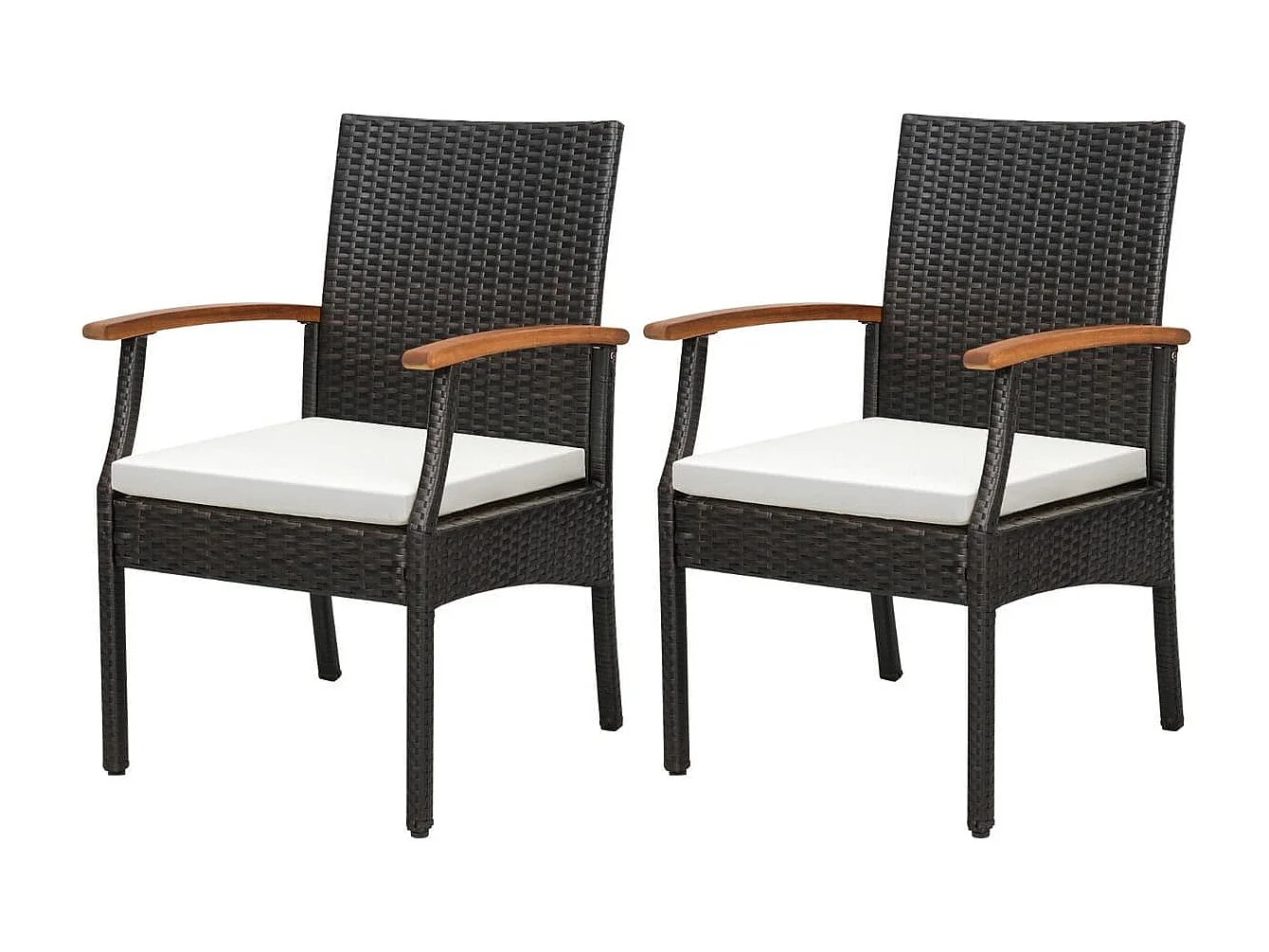 2 Fauteuils de de Jardin Éxterieur avec Coussins pour Repas Térrasse en Rotin PE Fauteuils pour Salon de Jardin Marron