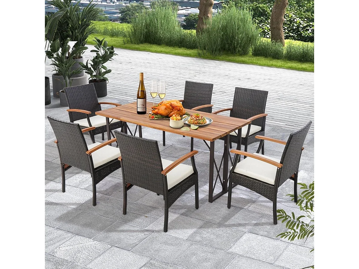 2 Fauteuils de de Jardin Éxterieur avec Coussins pour Repas Térrasse en Rotin PE Fauteuils pour Salon de Jardin Marron