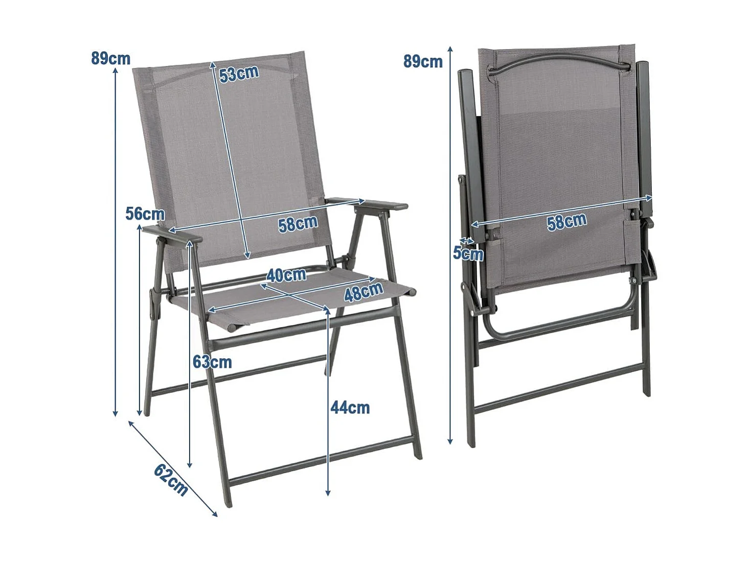 4-Teiliges Terrassenstuhl-Set Esszimmerstühle mit hoher Rückenlehne Grau