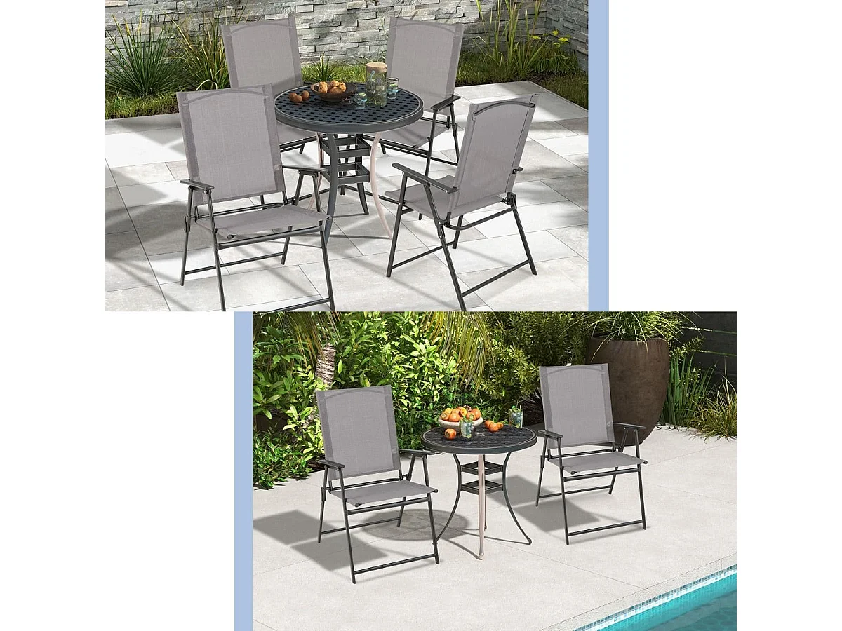 4-Teiliges Terrassenstuhl-Set Esszimmerstühle mit hoher Rückenlehne Grau